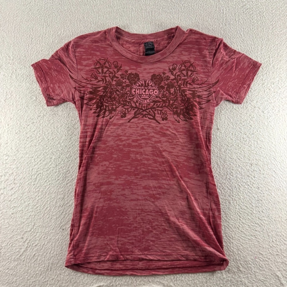 Alternative T-Shirt Womens Small Red Excellent Chicago Half Marathon Burnout Tee
